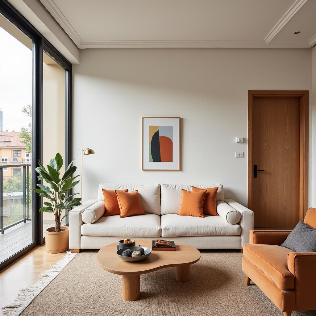 Modern and stylish living room interior of a Kenay Home apartment in Zaragoza