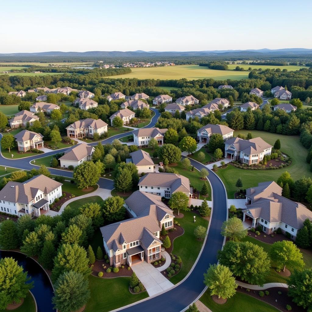 Aerial view of a Kronos Homes development