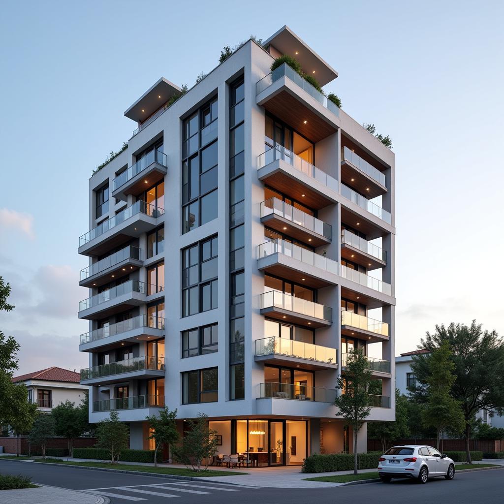 Modern Apartment Building with Balconies in Seville