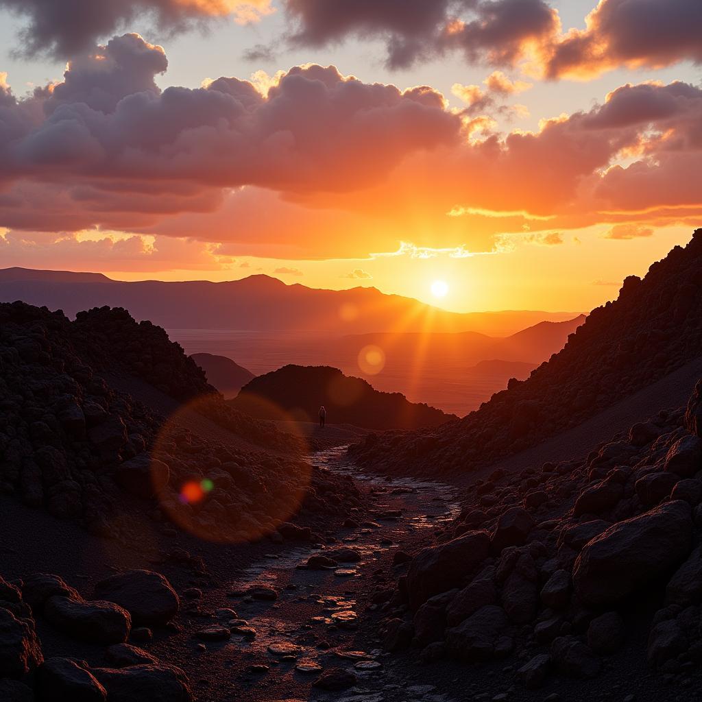 Lanzarote Volcanic Landscape at Sunset