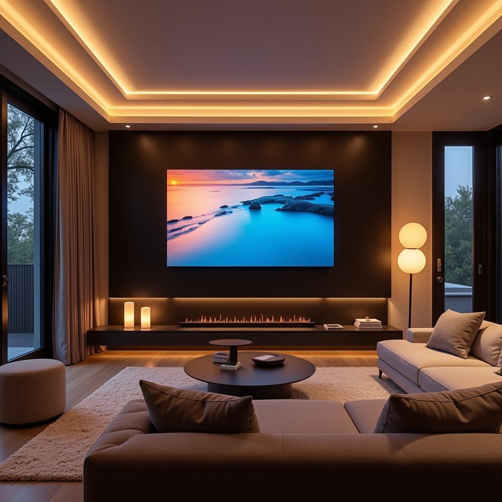 Home Cinema with Large Screen TV