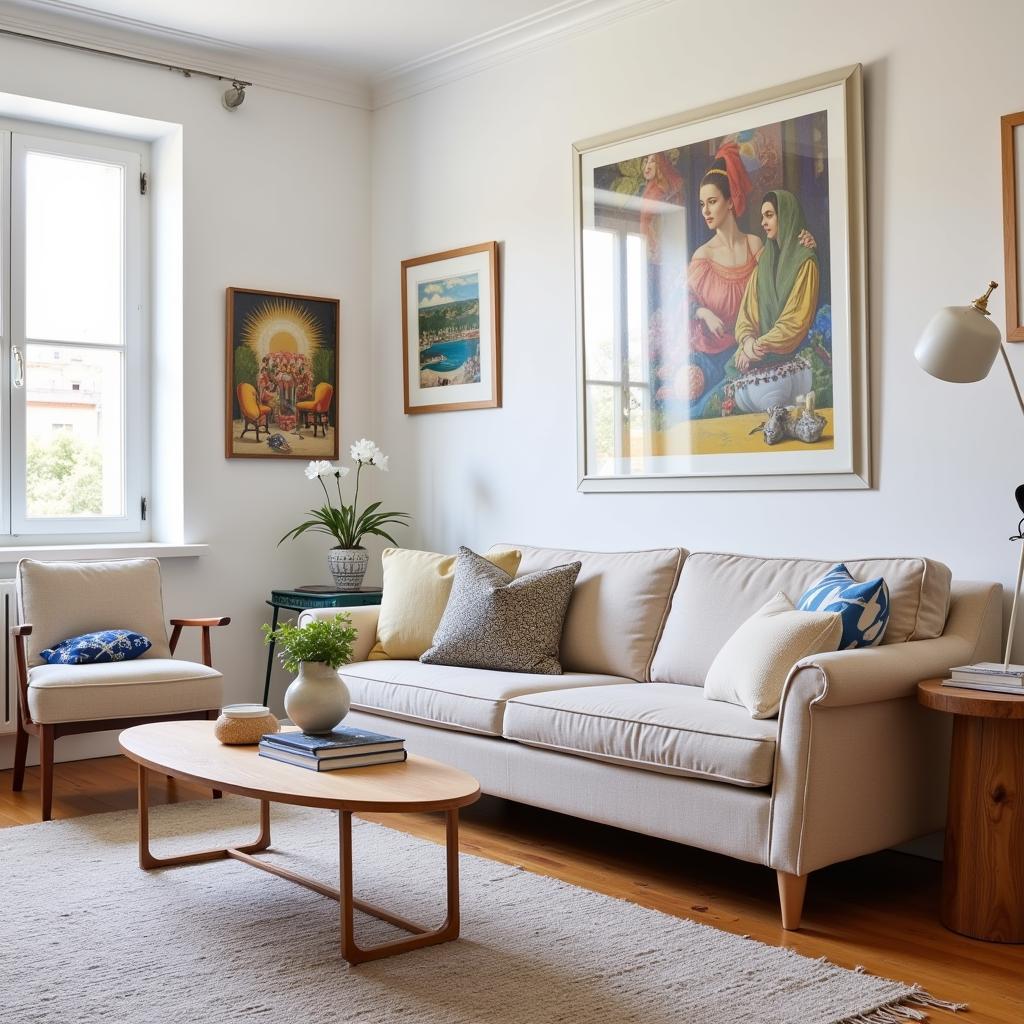 Cozy living room in a Lisbon home stay