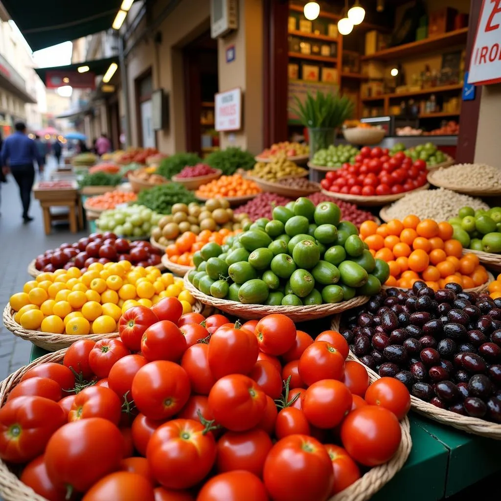 Local Market in Spain with Fresh Produce