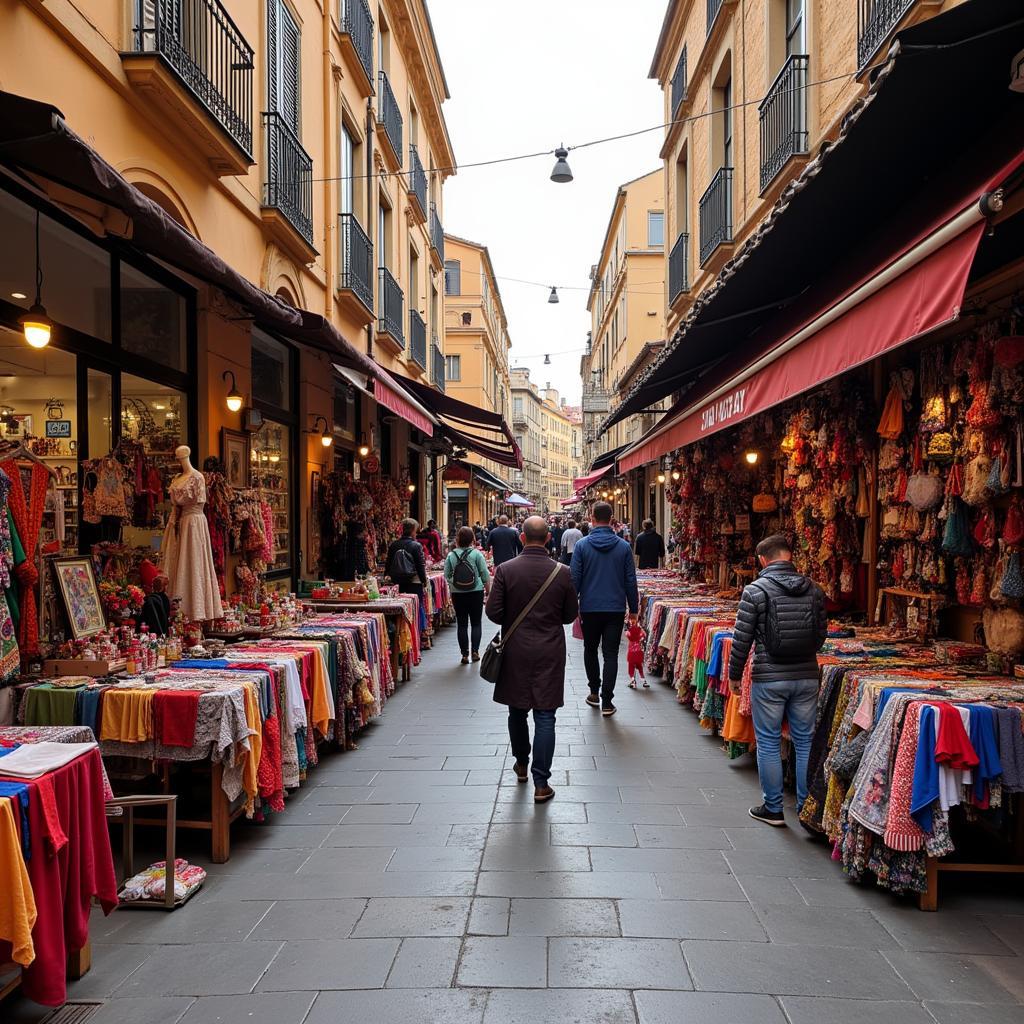 Bustling scene at a local Spanish market