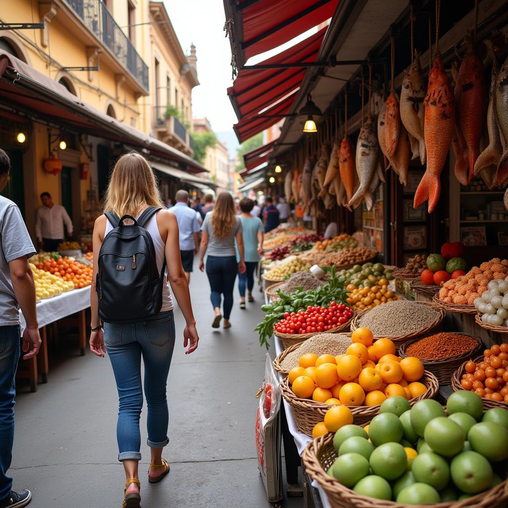 Bustling local market near Aurelia Home