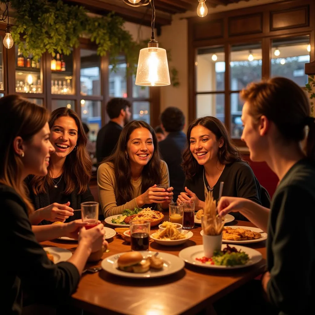 Locals enjoying tapas and drinks at a home burger bar