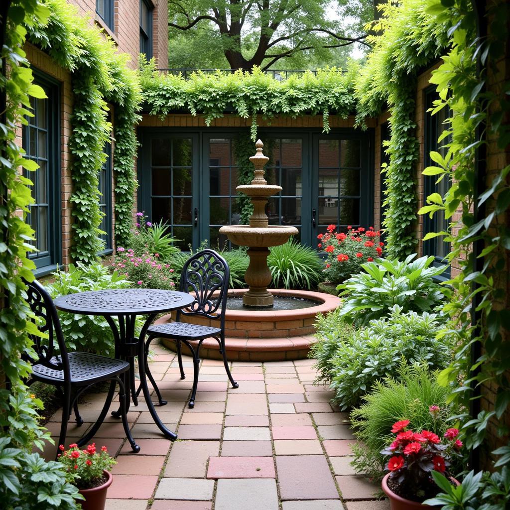 Peaceful courtyard in a loop home in Granada