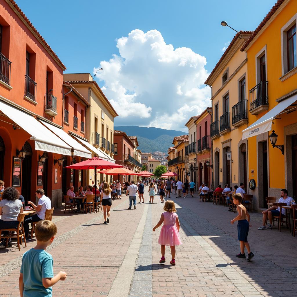 Local life in a plaza in Los Palacios y Villafranca