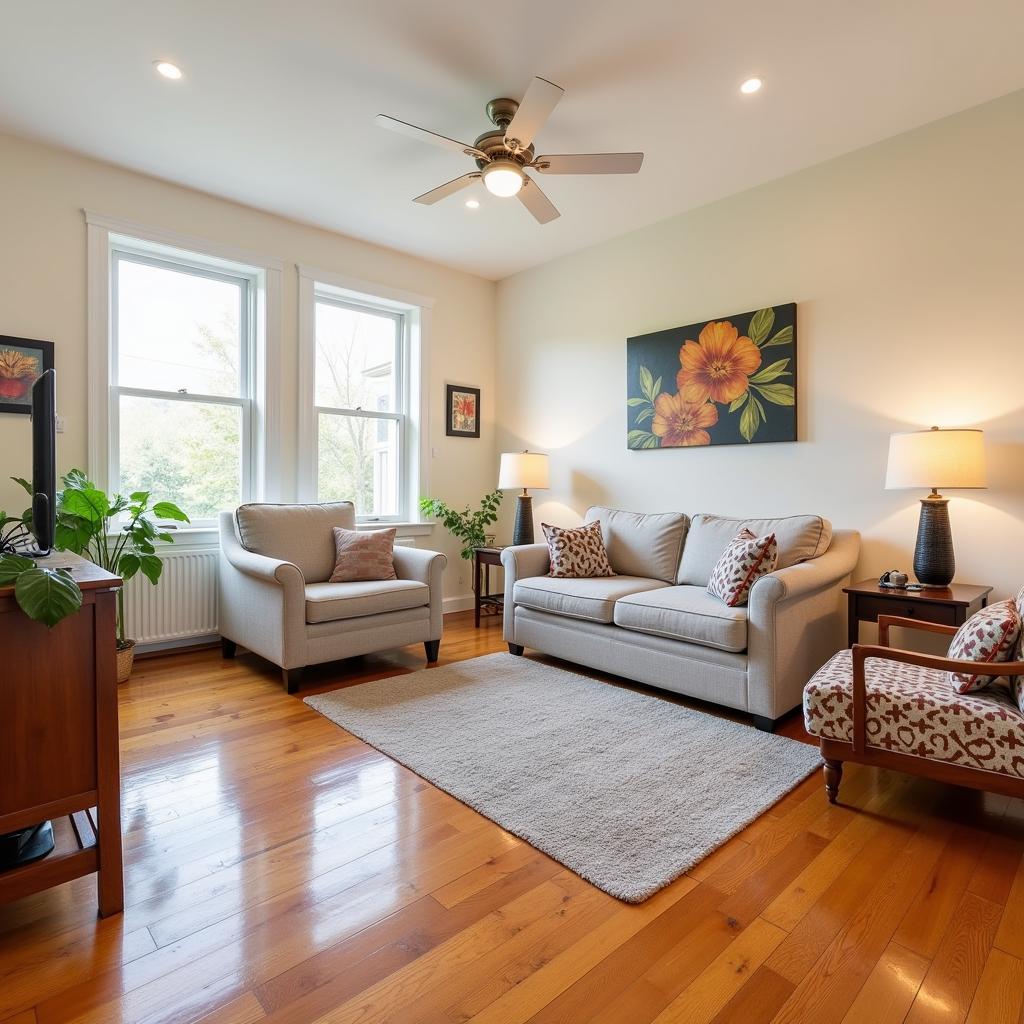 Cozy living room in a Louisiana homestay