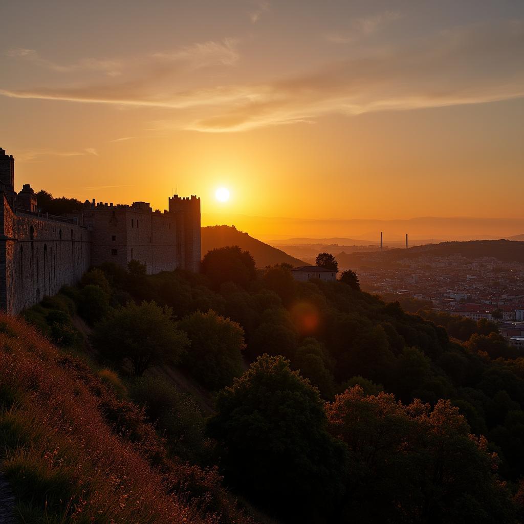 Sunset over Lugo's Roman Walls