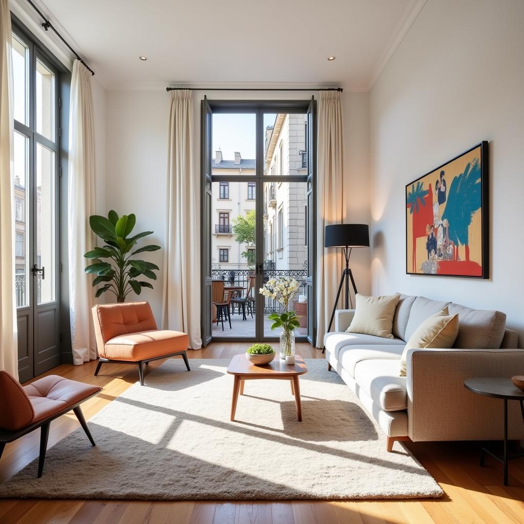 Modern and stylish living room in a Madrid apartment