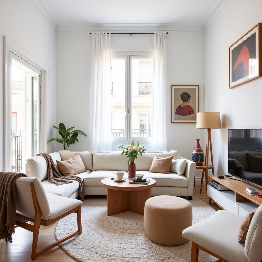 Spacious Living Room in Madrid Apartment