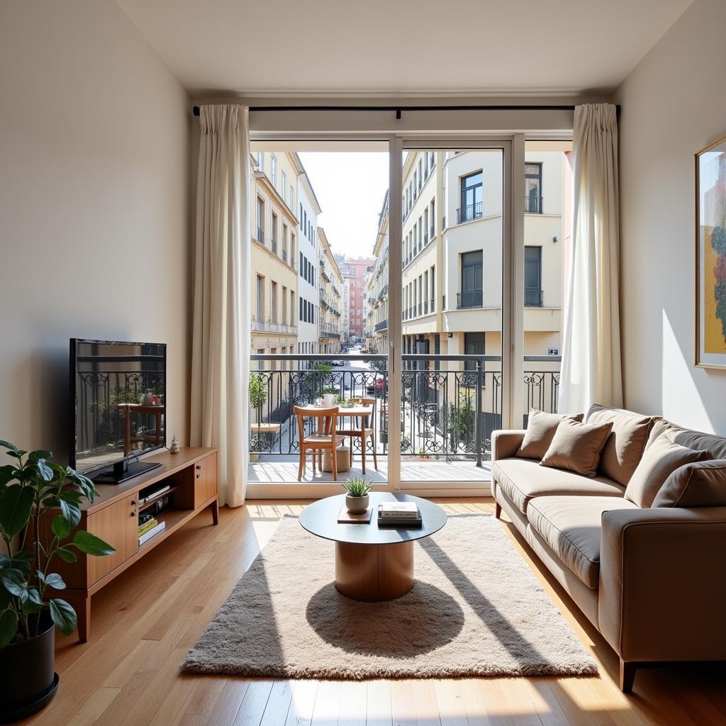 Spacious living room in a Madrid apartment