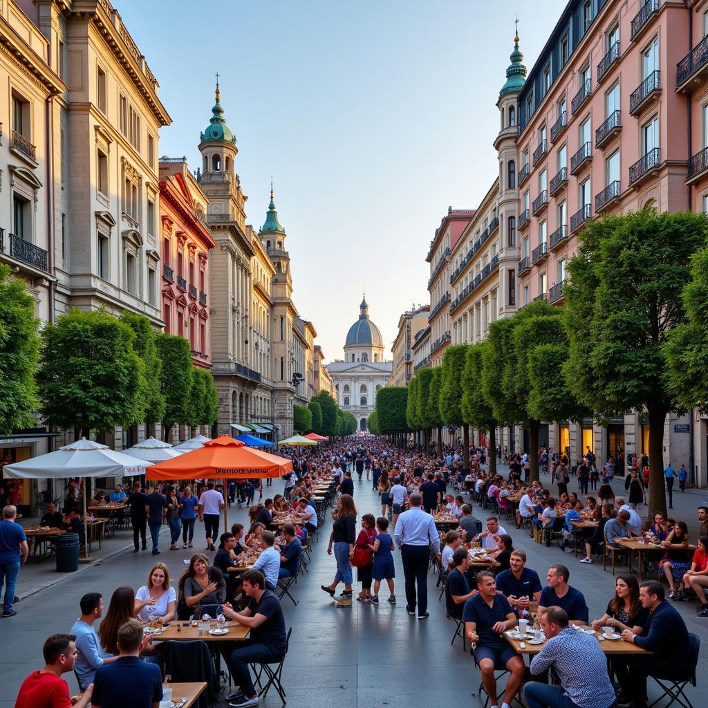 Bustling Madrid City Center