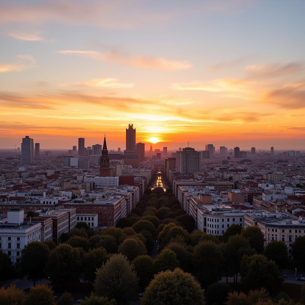 Madrid Cityscape at Sunset