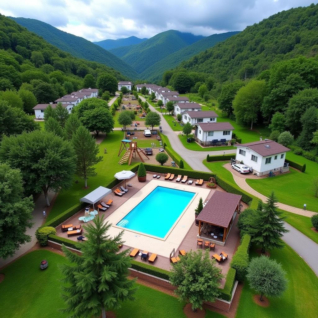 Aerial view of a campsite with magado mobile homes