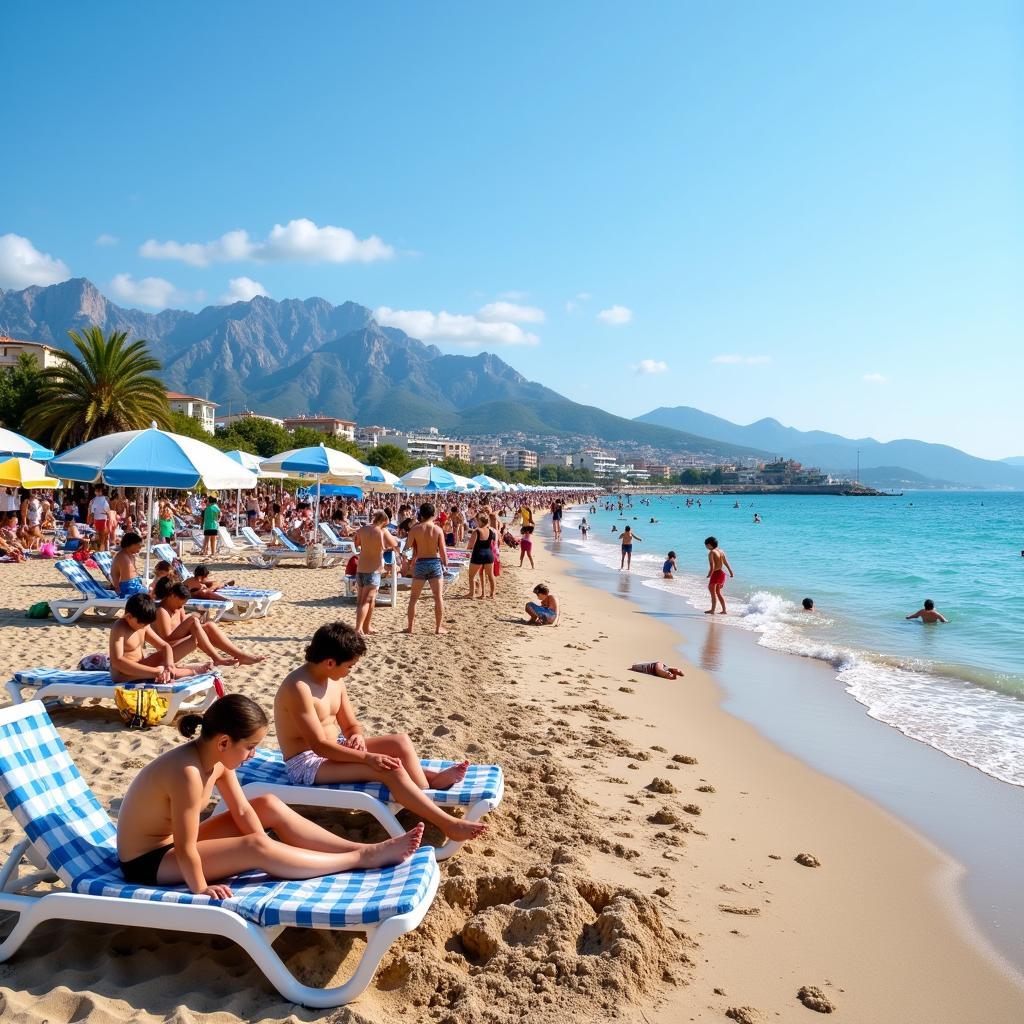 Relaxing on a sun-drenched beach in Marbella