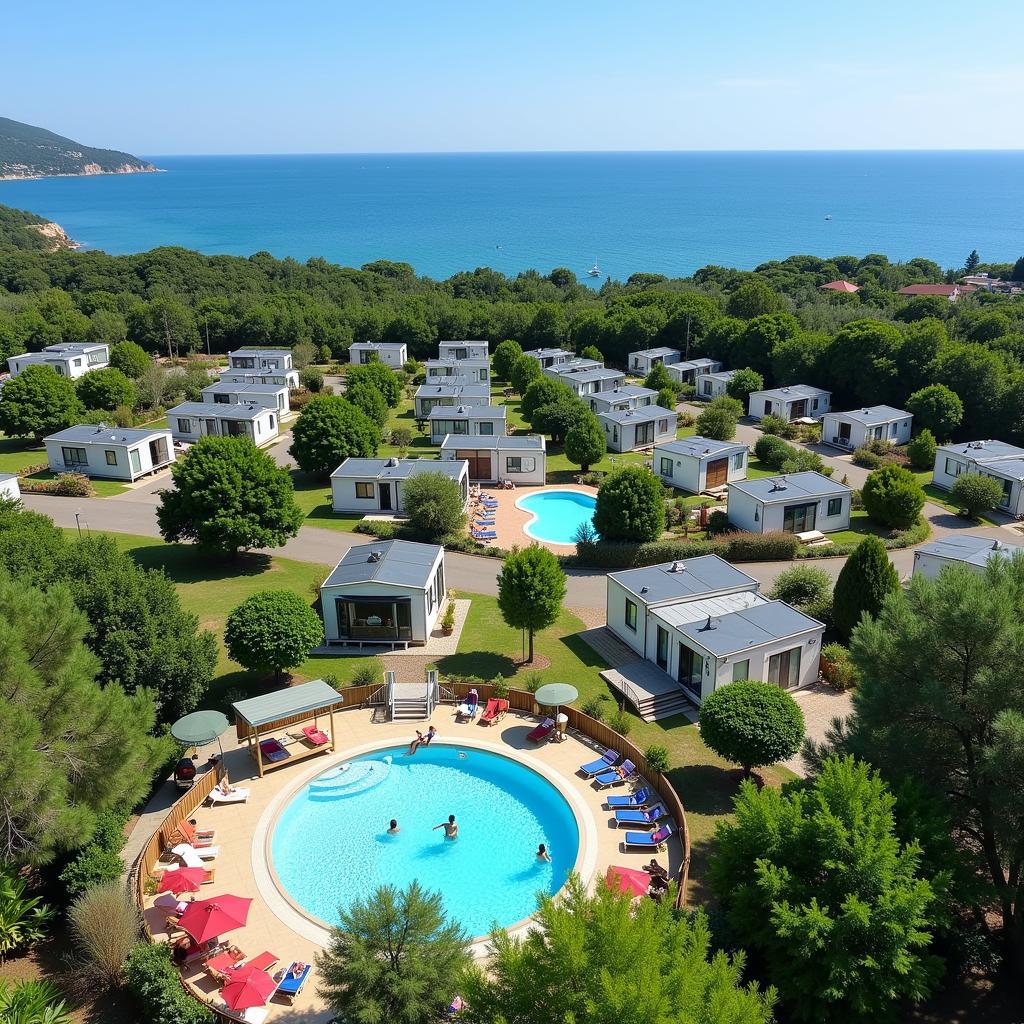 Coastal view of a campsite in Maresme