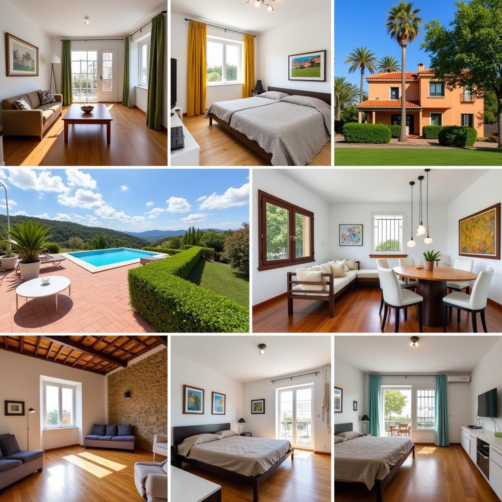 A collage showcasing the diversity of "me Stay in Spain" home offerings