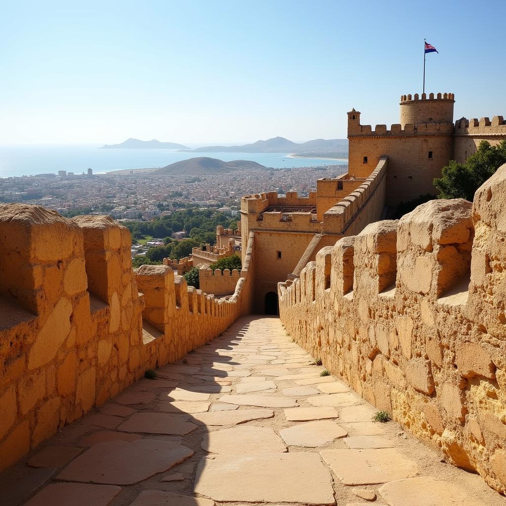 Ancient fortress walls encircling Melilla's old town