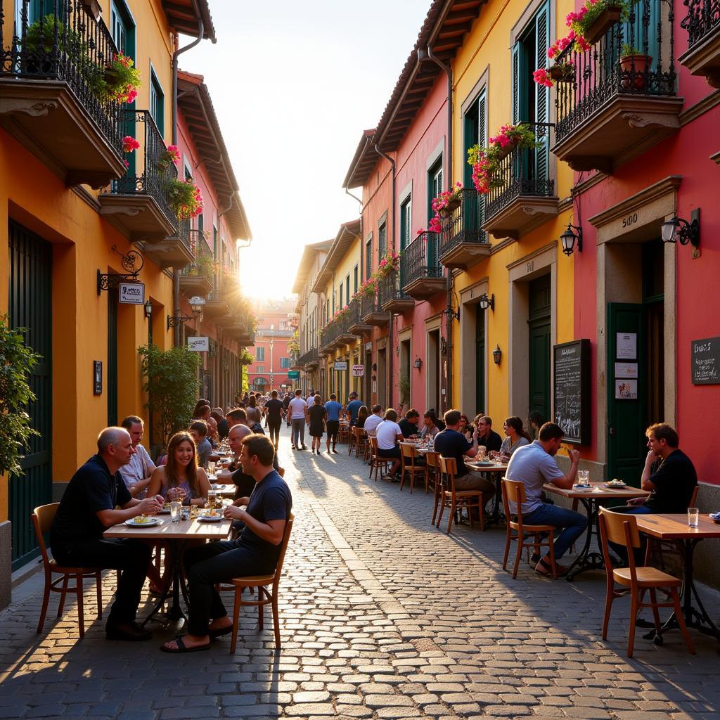 Bustling street scene in Mesa Centro