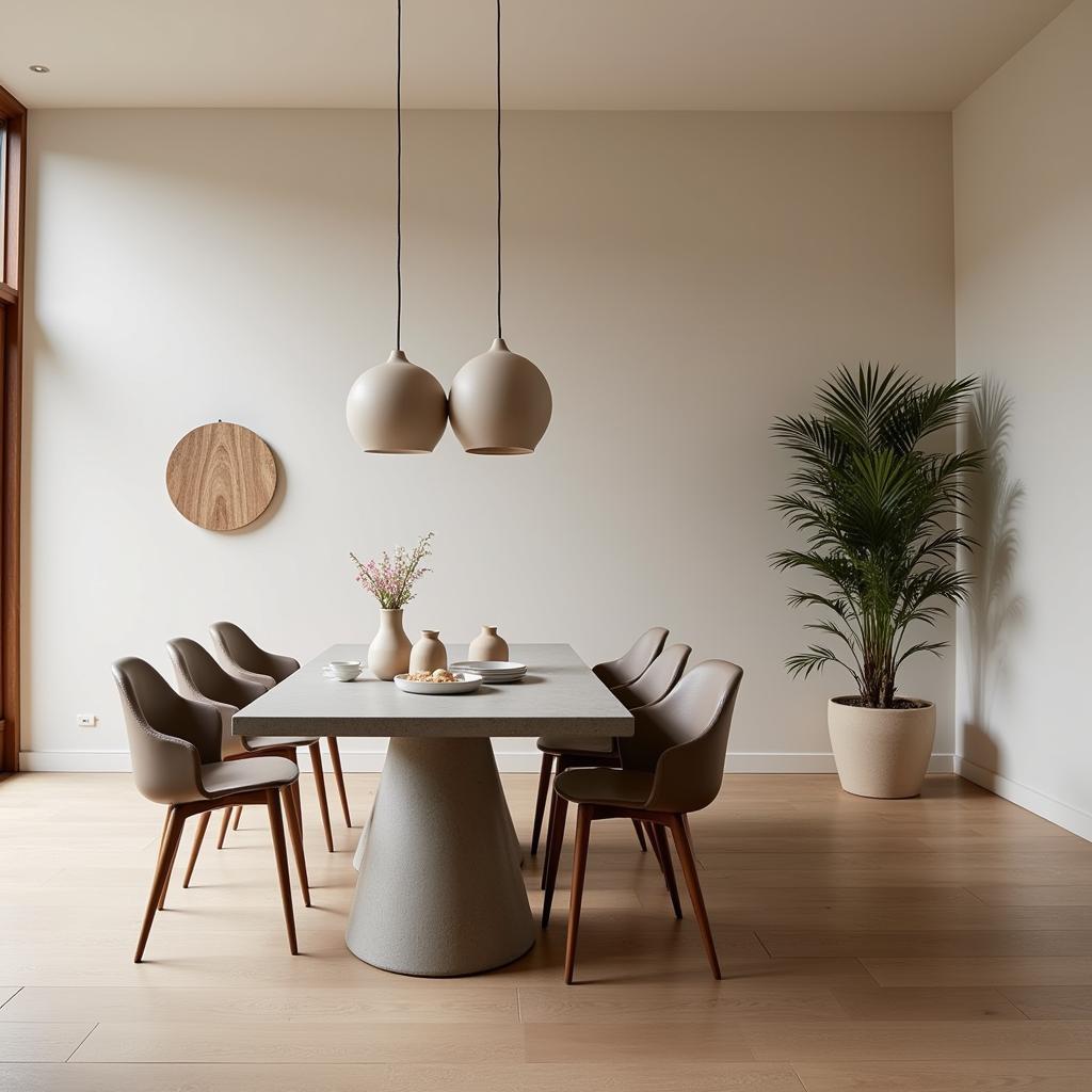 Modern Microcement Dining Table in a Zara Home Inspired Dining Room