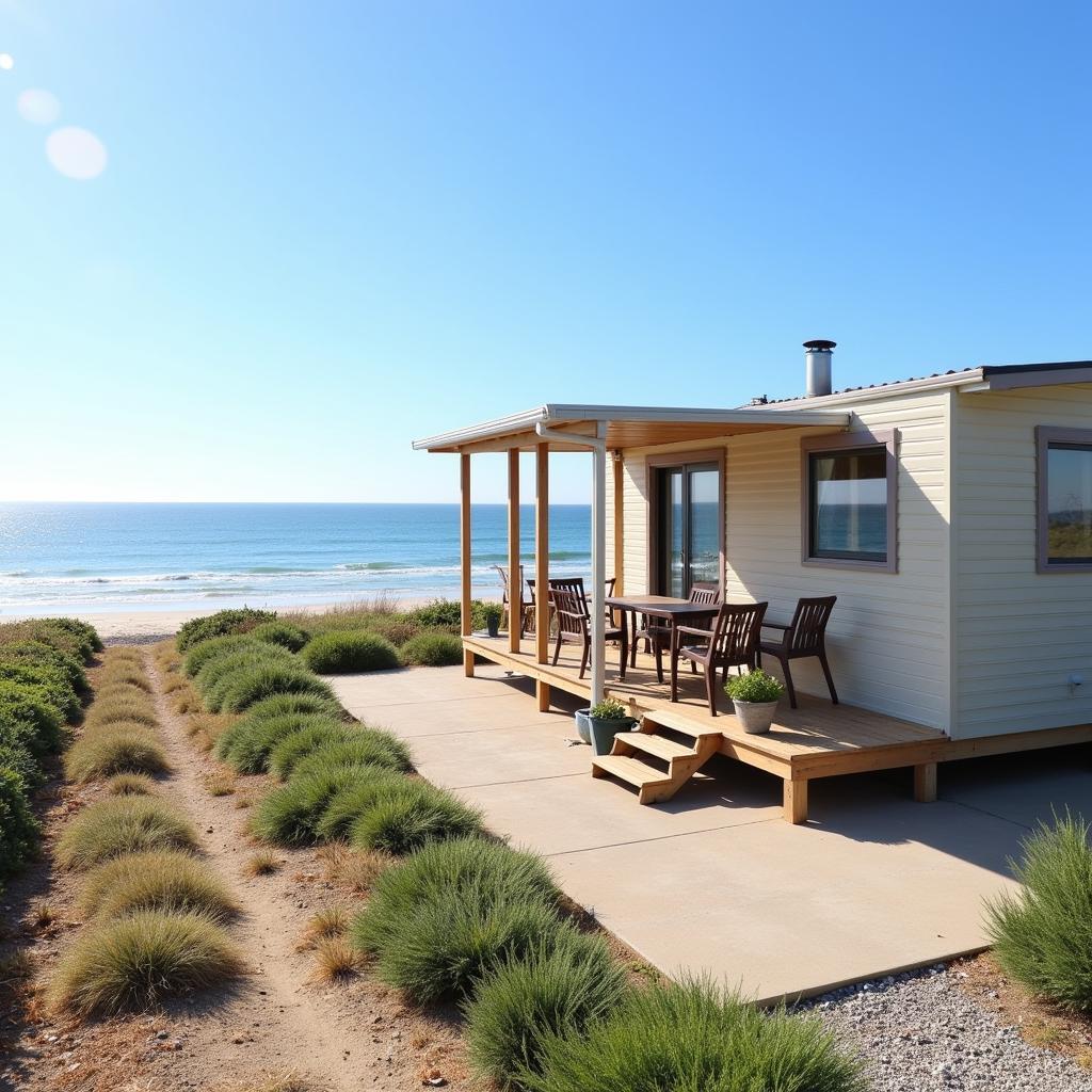 Modern mobil home parked by the beach in Spain