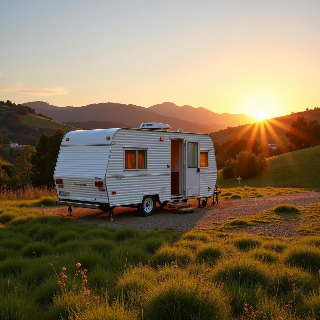 A charming mobil home nestled in the vibrant Spanish countryside.