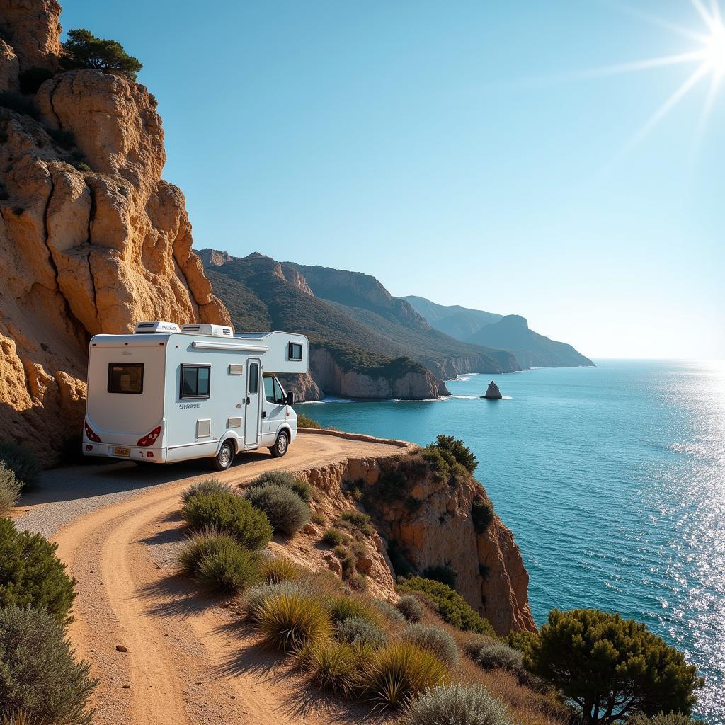 Mobile Home Parked on Spanish Coast