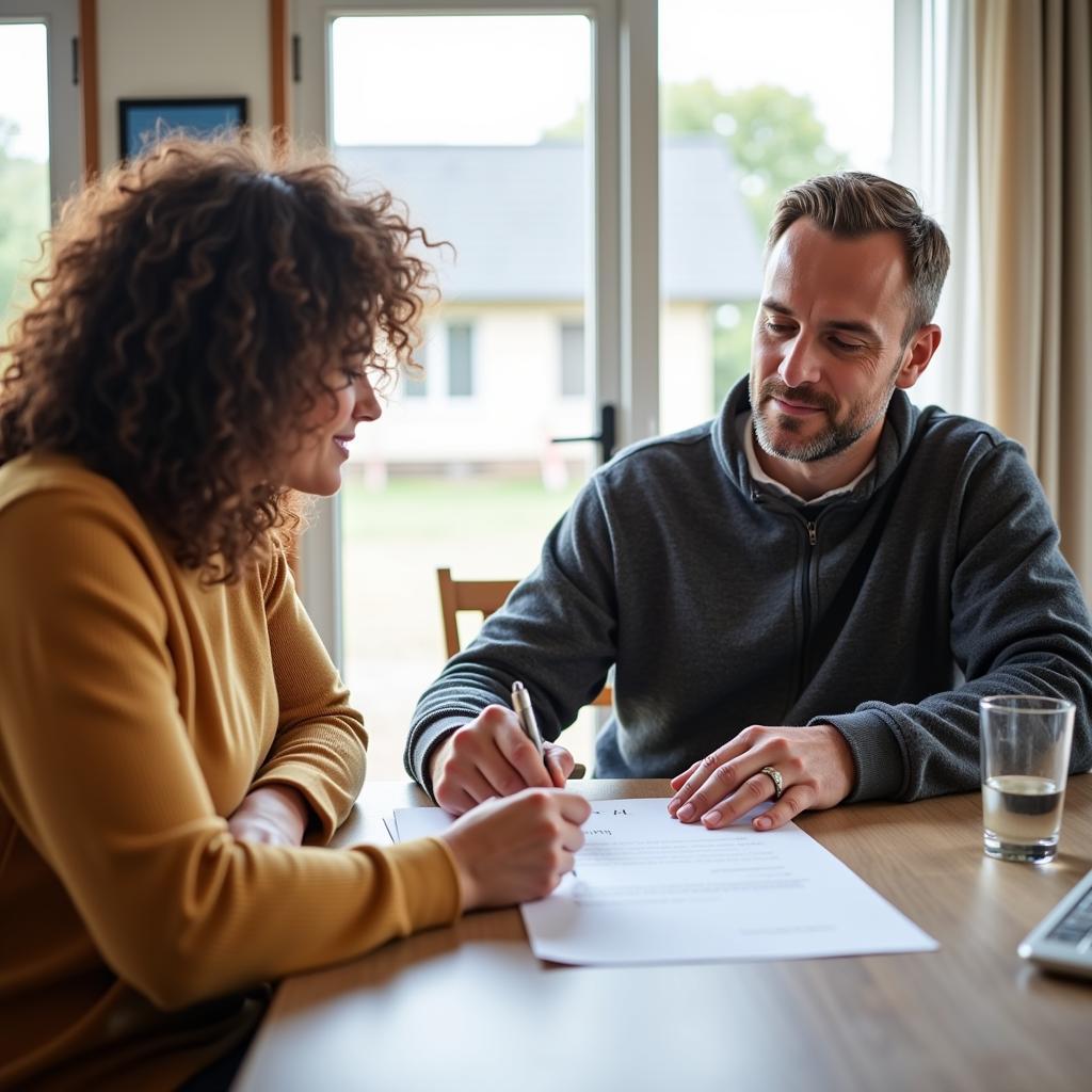 Signing a Contract for a Mobile Home Porch