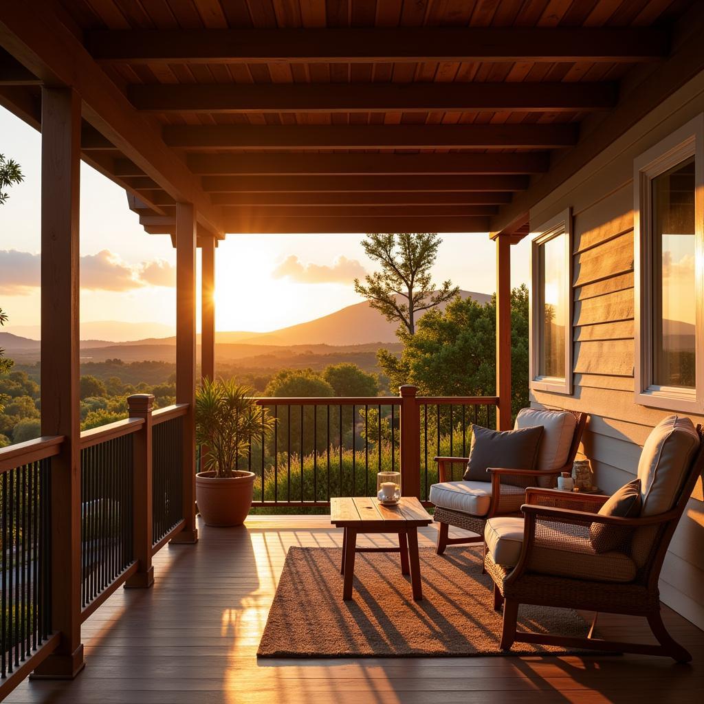 Mobile home porch overlooking Spanish countryside