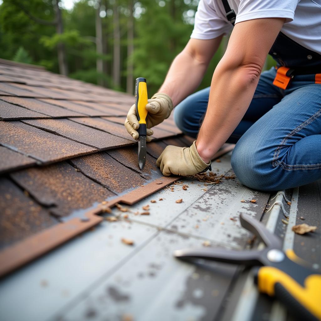 Mobile Home Roof Repair in Progress