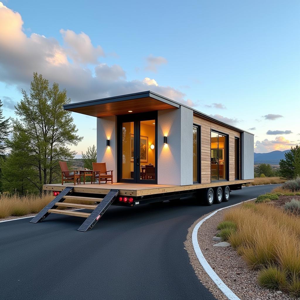 Mobile home transport on a Spanish road