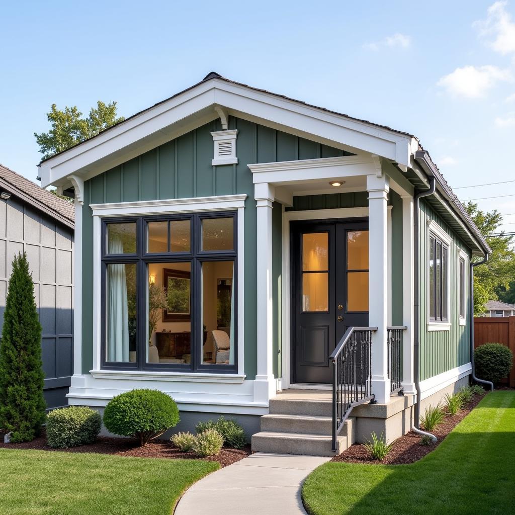 Modern mobile home with stylish windows and doors