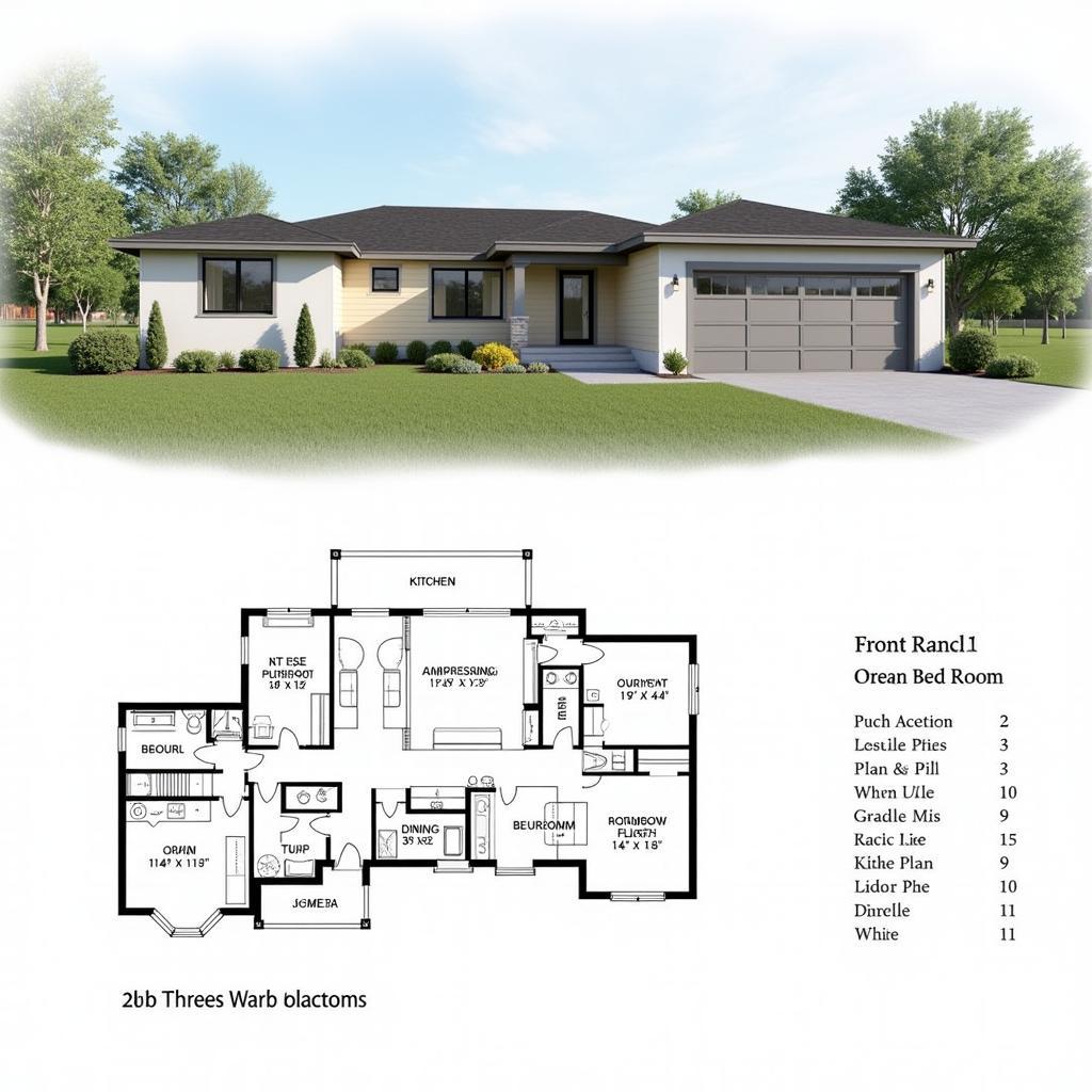 Modern 3 Bedroom Ranch Home Plan