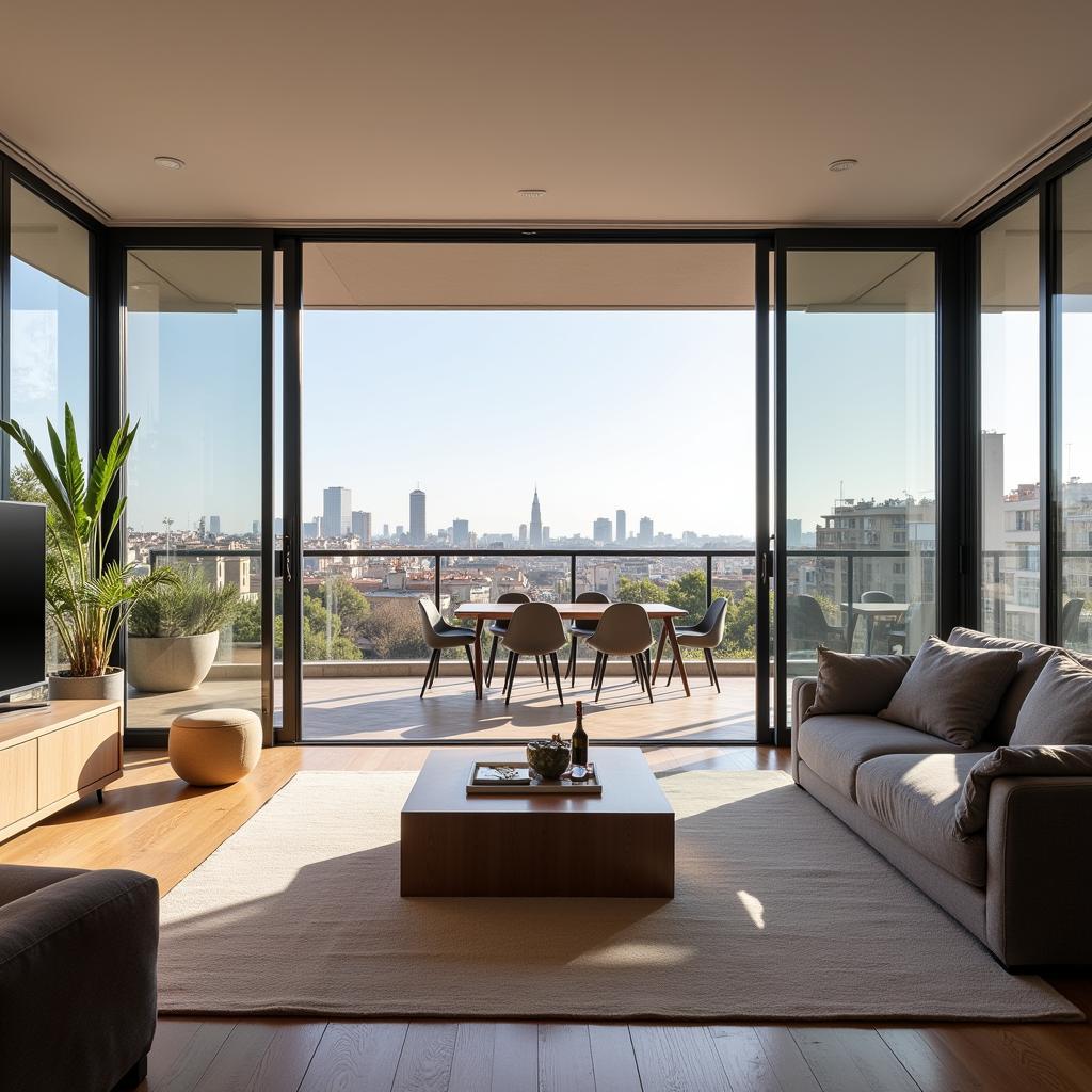 Modern apartment in Barcelona with balcony view