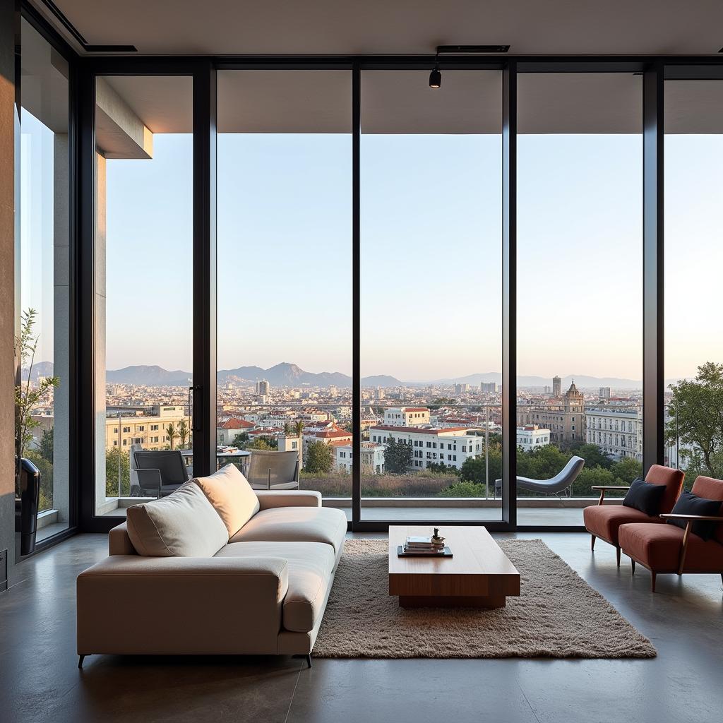 Stylish Modern Apartment with Panoramic Barcelona Cityscape