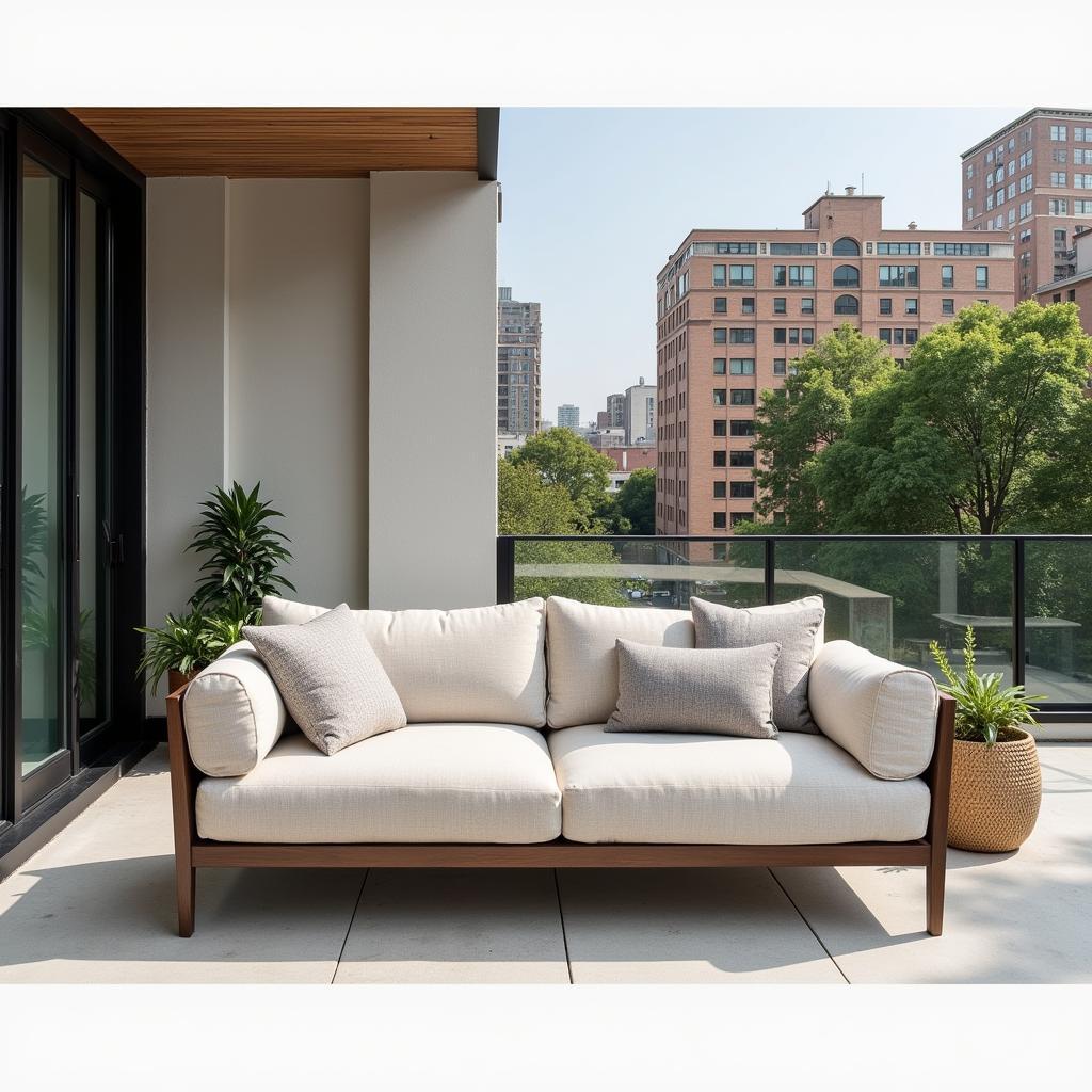 Modern Kave Home Sofa Exterior on a City Balcony