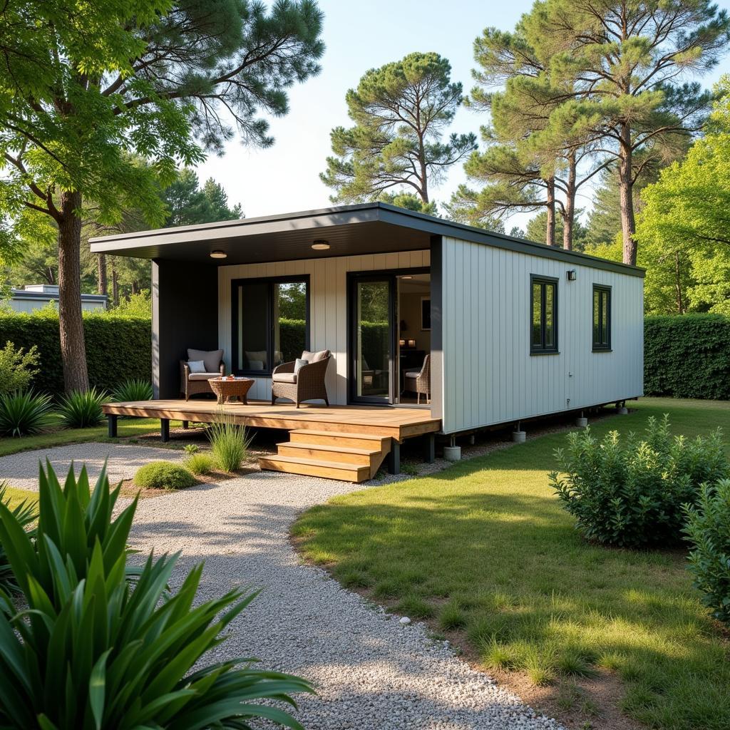 Modern mobile home in a Spanish campground