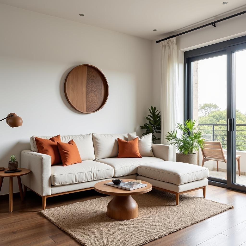 Modern sofa in a Spanish apartment setting