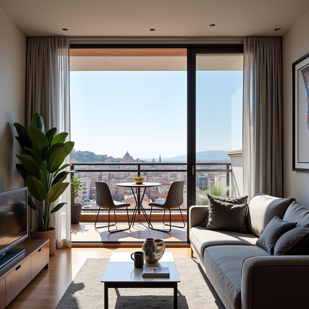 Modern Spanish Apartment with City View Balcony