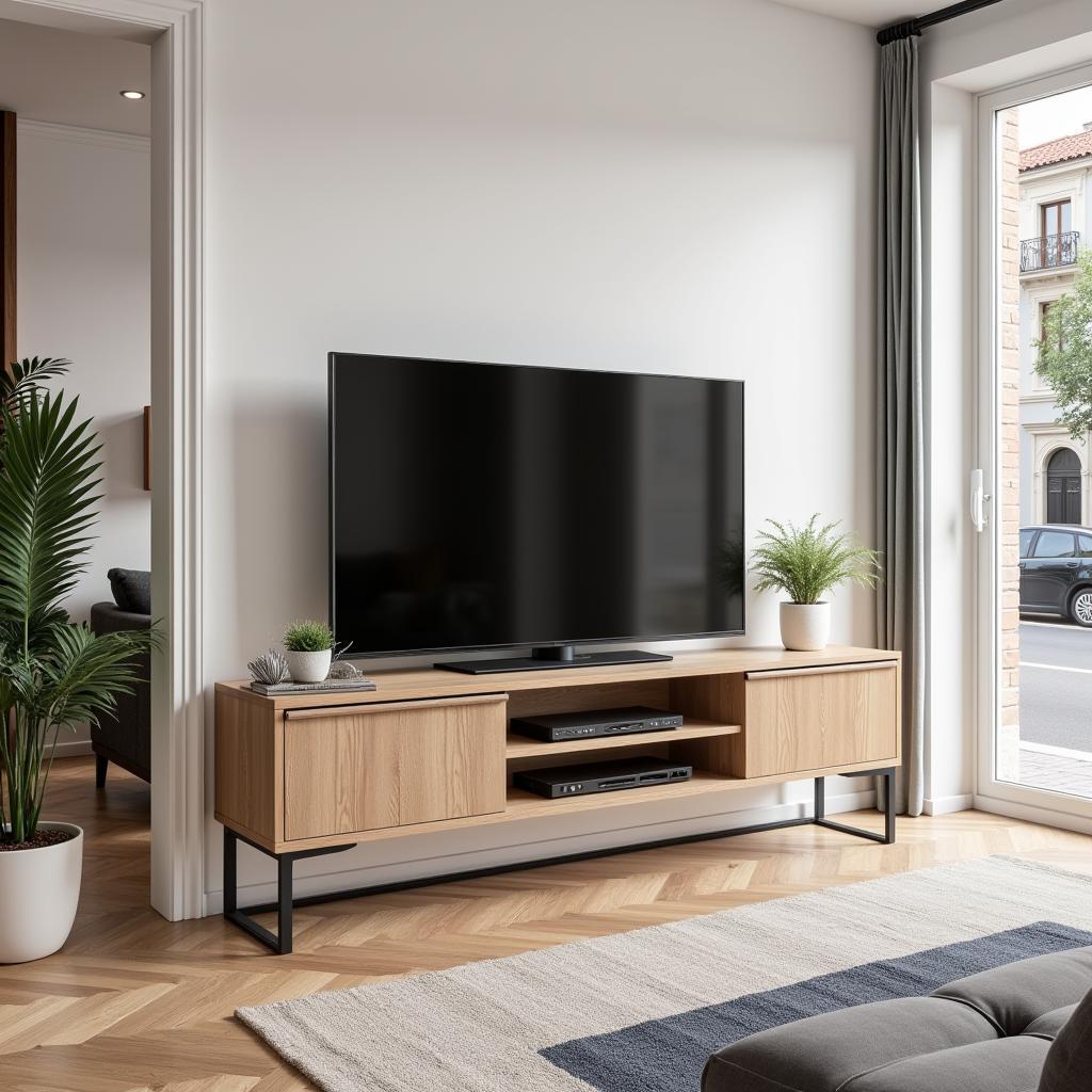 Modern TV Stand in a Spanish Apartment