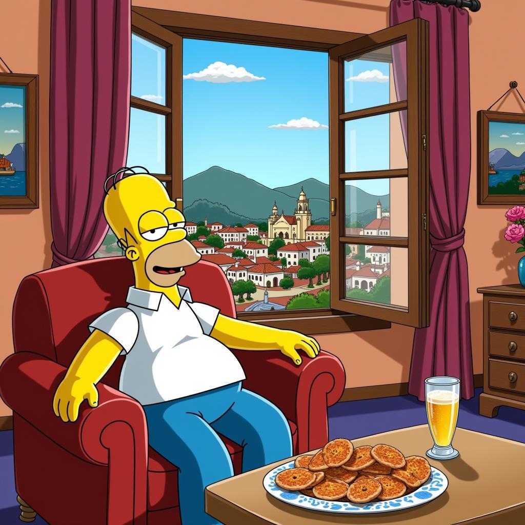 Mono Homer Simpson in a Spanish Homestay