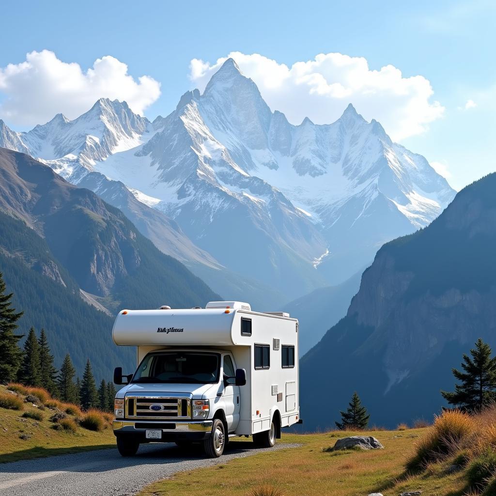 Motor Home Amidst Himalayan Peaks