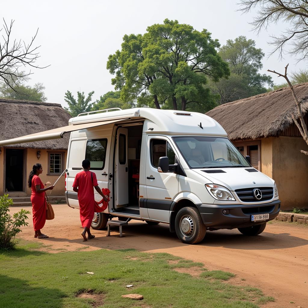 Motor Home Parked Near Indian Village