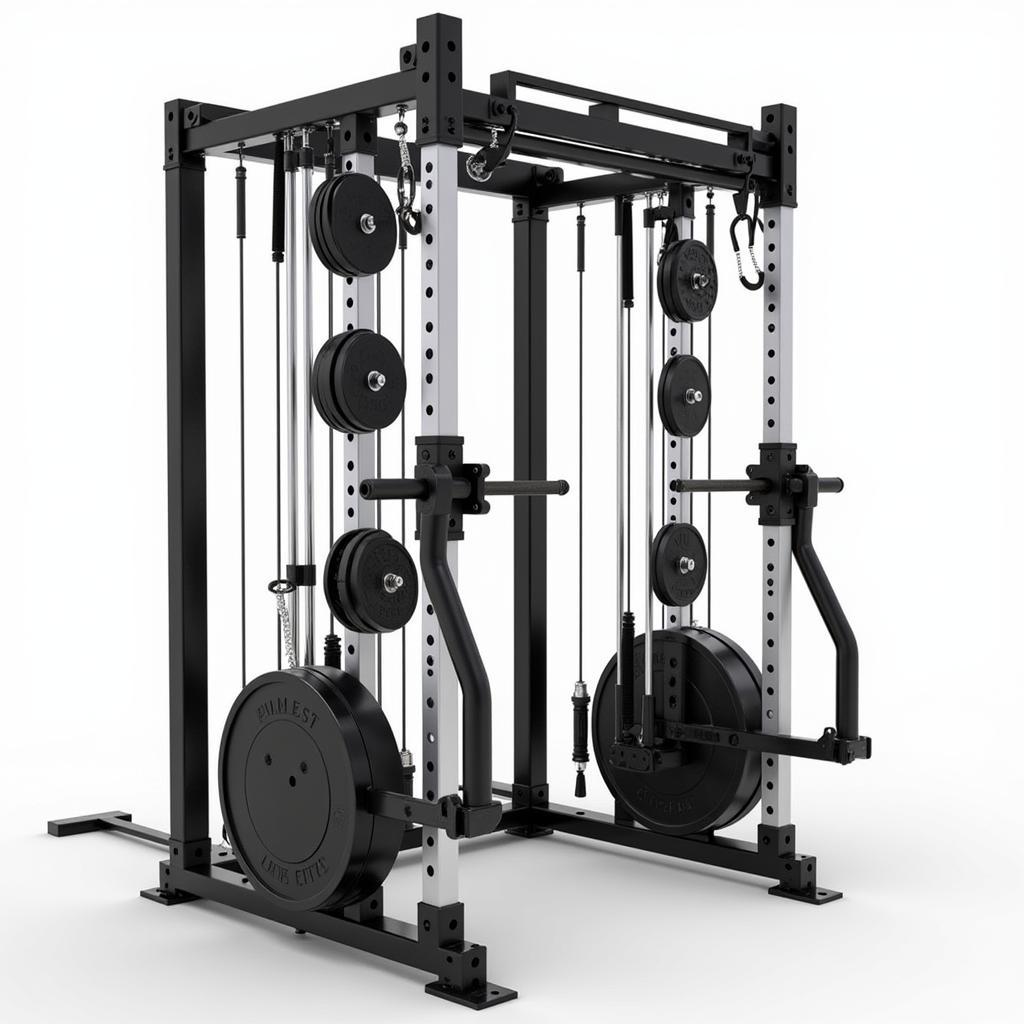 Multi-function home gym station with weight stacks and pulleys