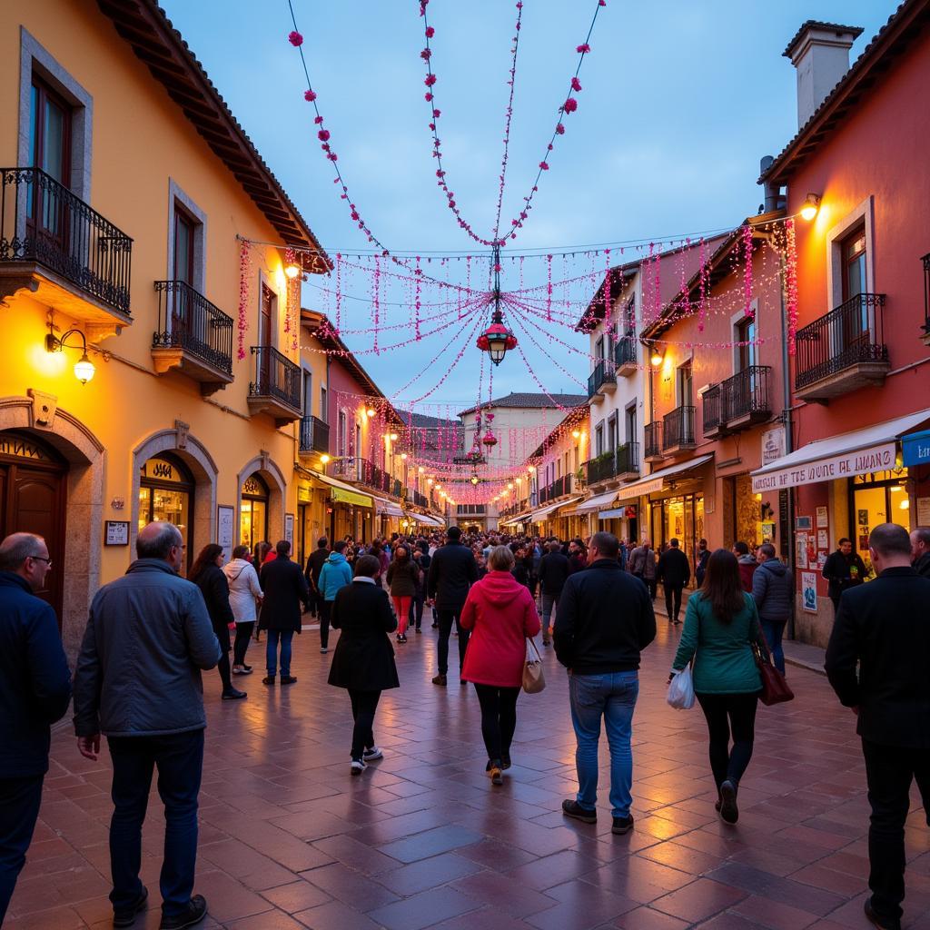 Lively scene of a festival in Nambroca town square