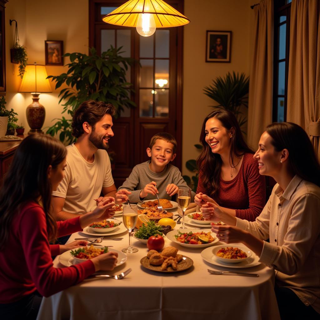 Neapolitan Family Enjoying Dinner