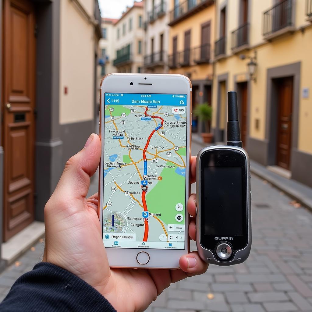 Smartphone and GPS device for navigating Spain