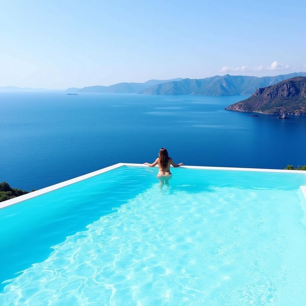 Infinity pool at Nefeli Homes Santorini overlooking the Aegean Sea